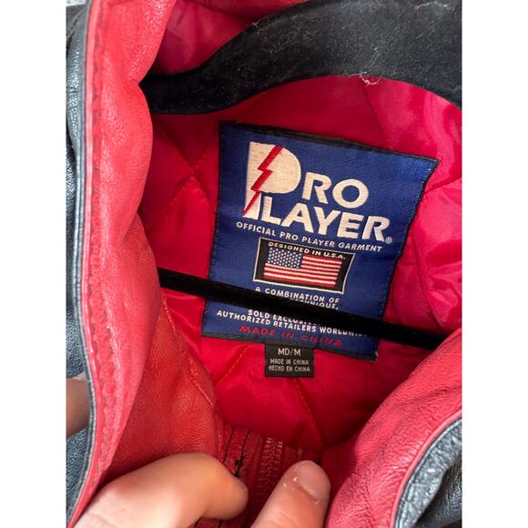 VTG 90s Wisconsin Badgers Pro Player Leather Jacket Mens M Red Bomber Collegiate - Picture 5 of 6